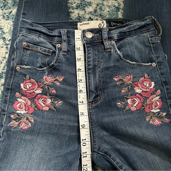 Garage | Denim Ultra High Rise Floral Embroidered Skinny Jeans - Picture 8 of 14